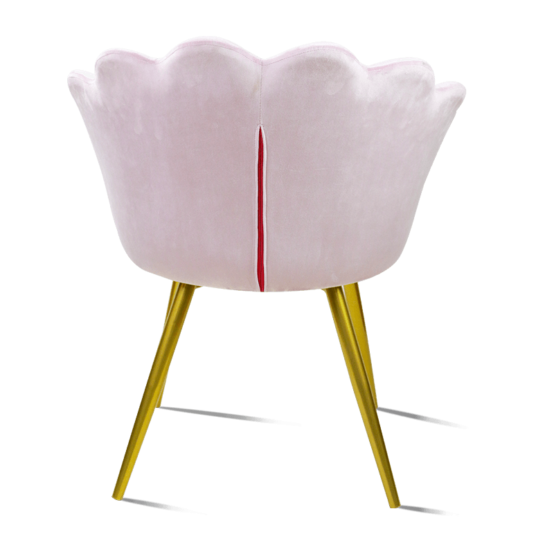 MC-2105 Chaise de salle à manger en tissu de velours en forme de coquille rose
