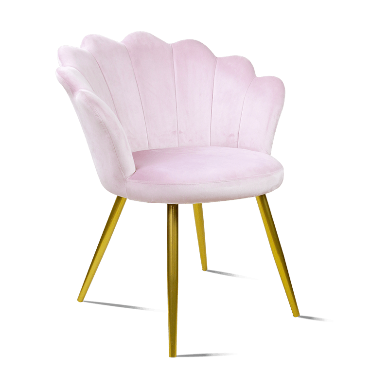 MC-2105 Chaise de salle à manger en tissu de velours en forme de coquille rose