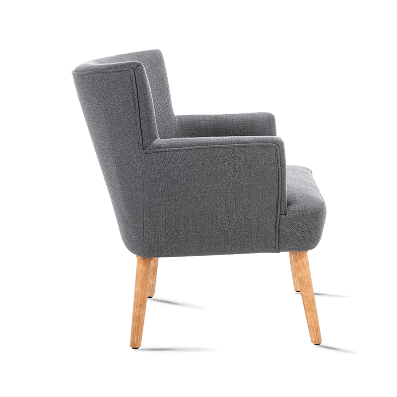 MC-1102 Fauteuil d'appoint en tissu velours du milieu du siècle avec pieds en bois