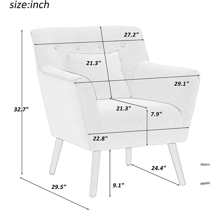 MC-1103 Fauteuils d'appoint en tissu velours de salon avec rembourrage confortable